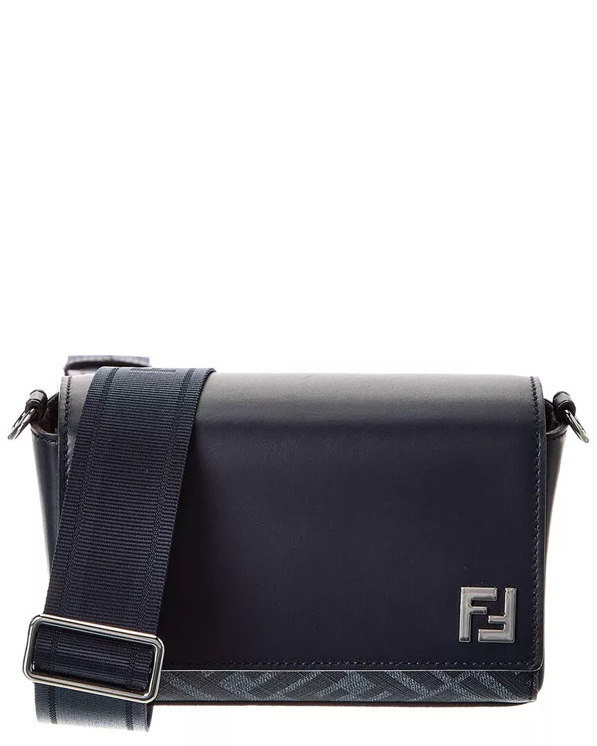 Fendi Squared Ff & Canvas Shoulder Bag