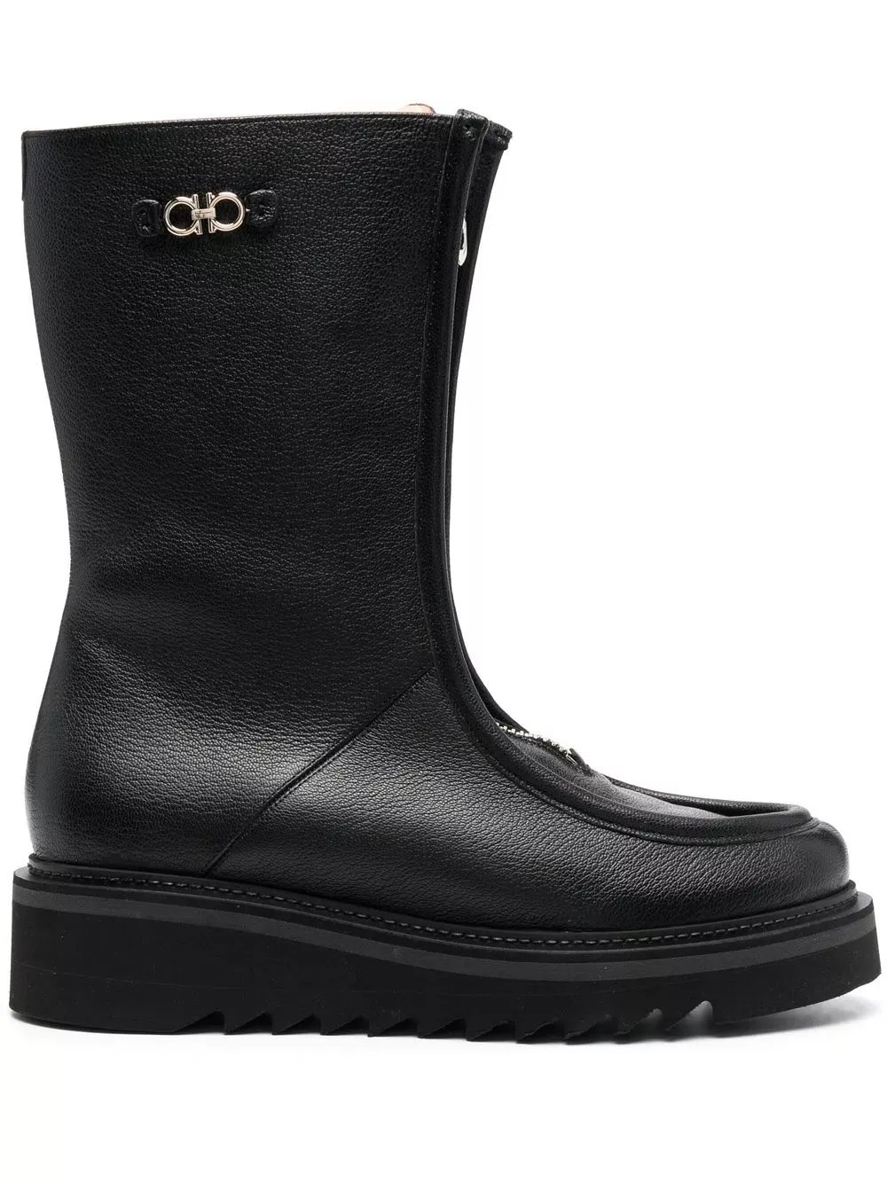 Ferragamo 50Mm Zip-Front Leather Boots