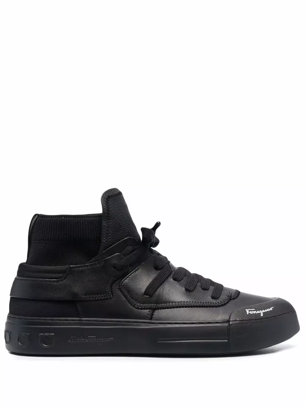 Ferragamo High-Top Leather Sneakers