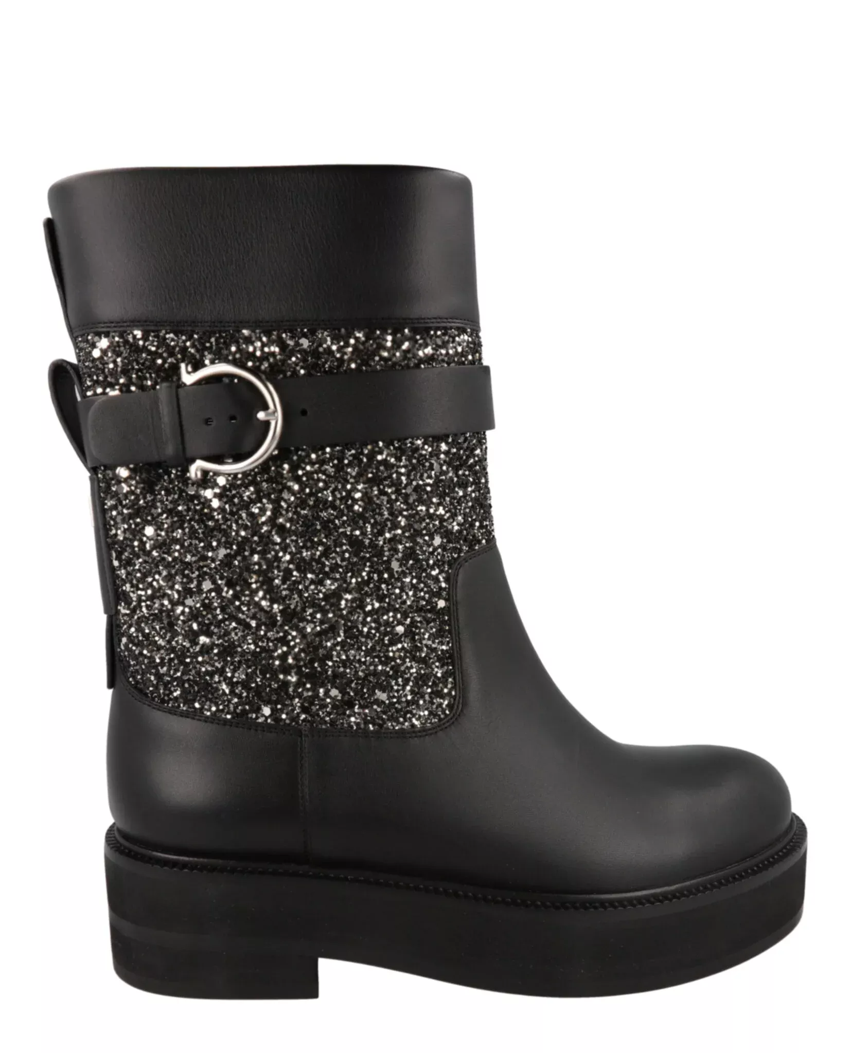 Ferragamo Womens Ean Glitter Ankle Boots
