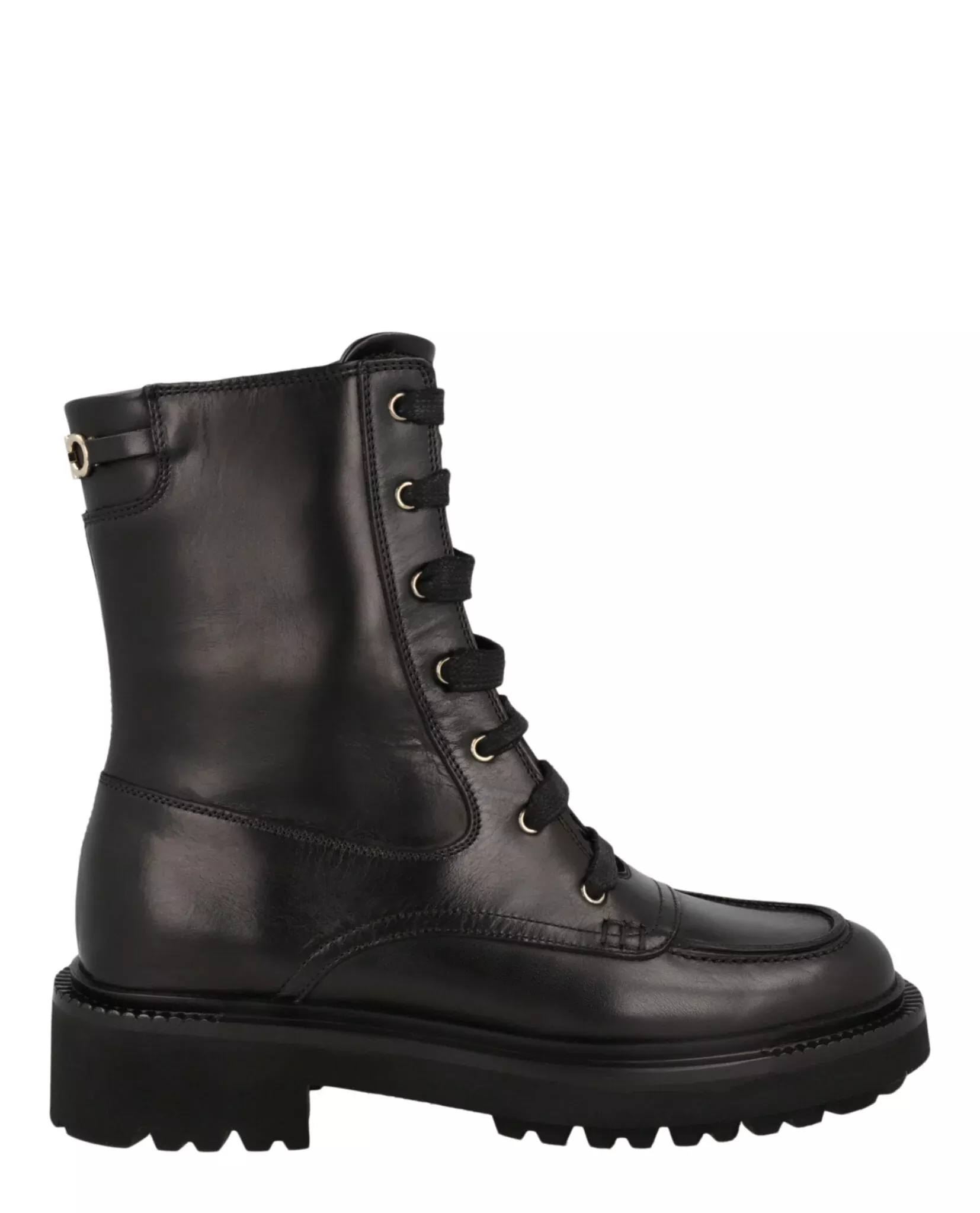 Ferragamo Womens Leather Combat Boots