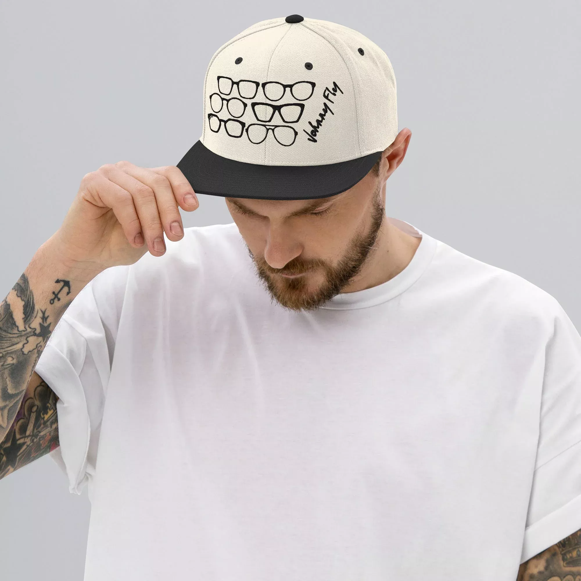 Fly Frames Snapback Hat - Creme/Black