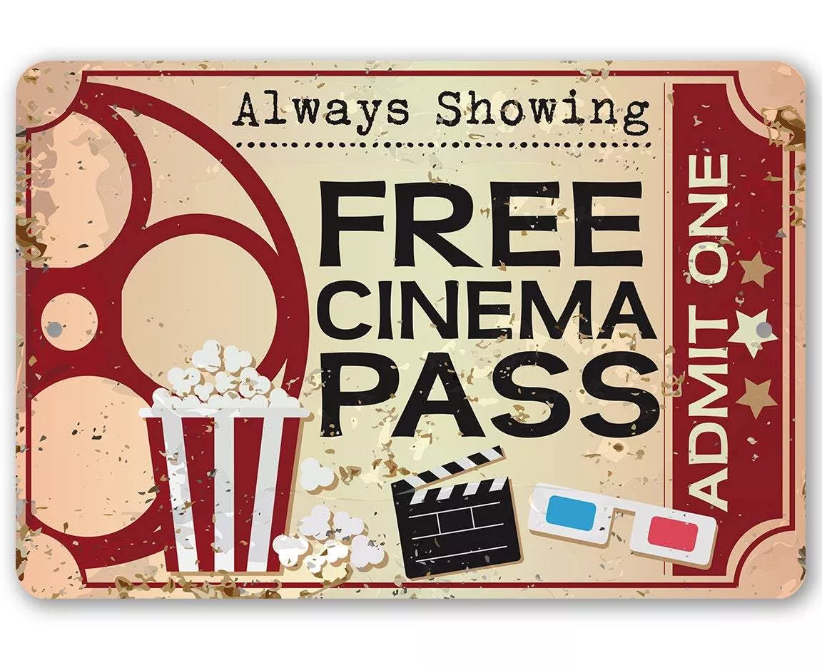 Free Cinema Pass - Metal Sign