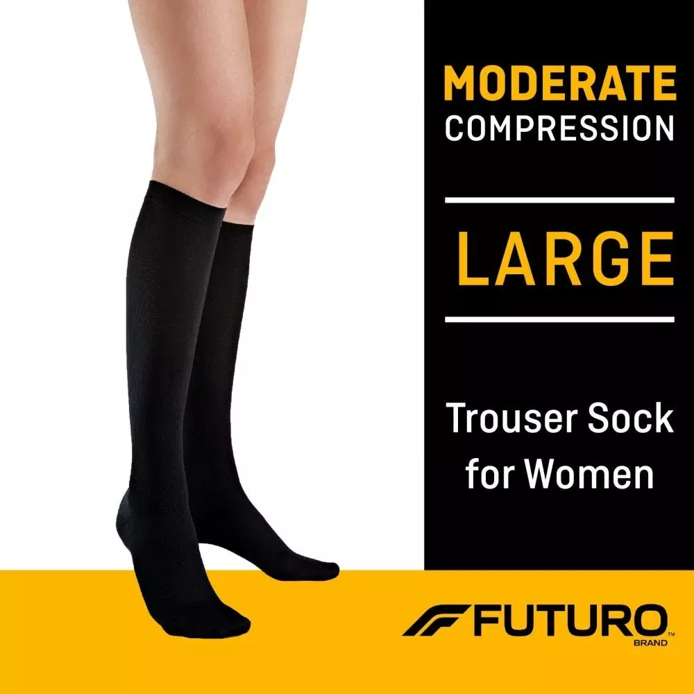 Futuro™ Moderate Compression Trouser Socks for Women – Black, Large