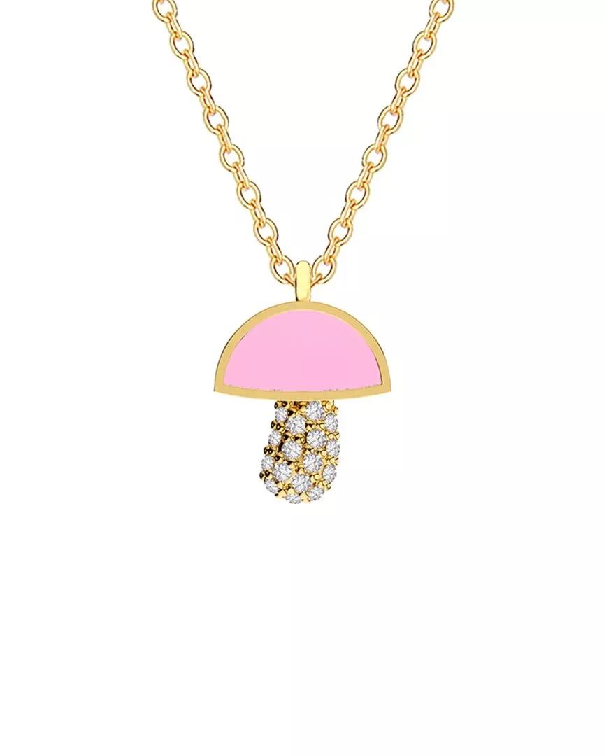 Gabi Rielle 14K Over Silver Pink Agate Cz Stackable Necklace