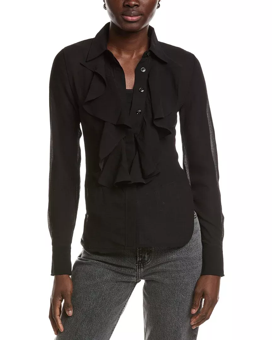 Ganni Chiffon Ruffle Shirt