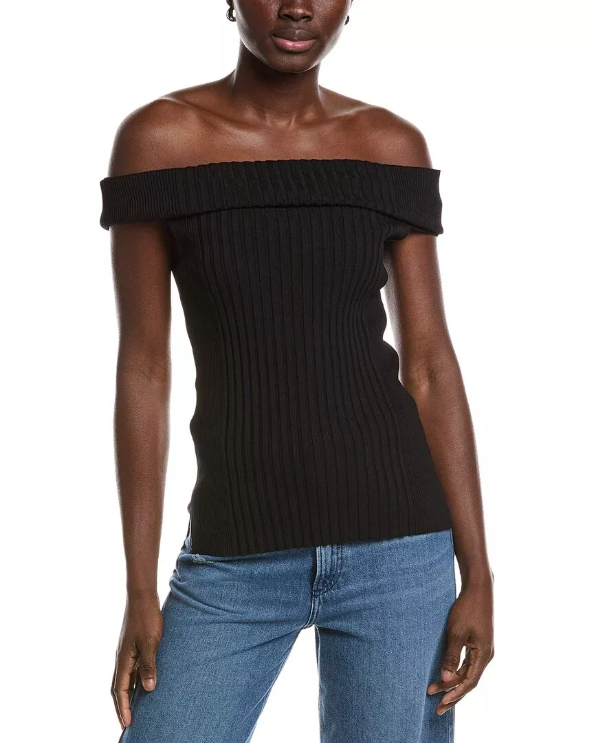 Ganni Melange Knit Off Shoulder Top