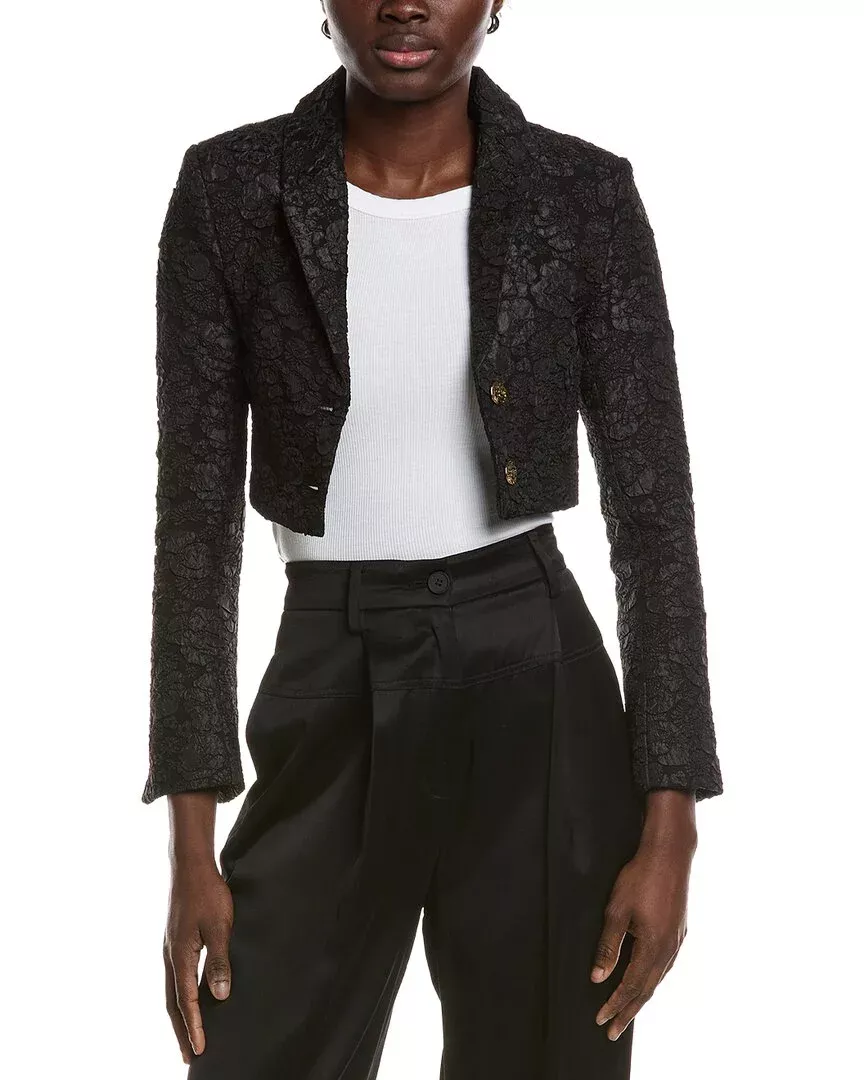 Ganni Stretch Jacquard Cropped Blazer