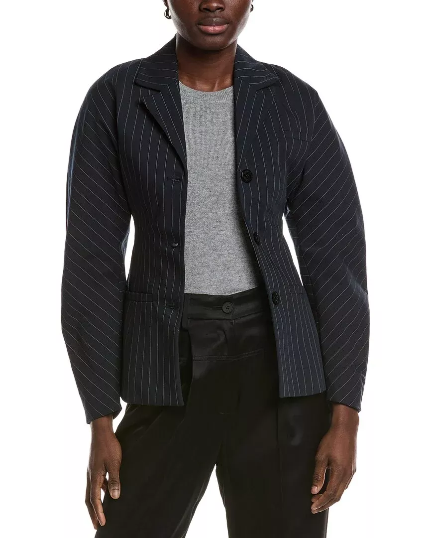 Ganni Stretch Stripe Fitted Blazer