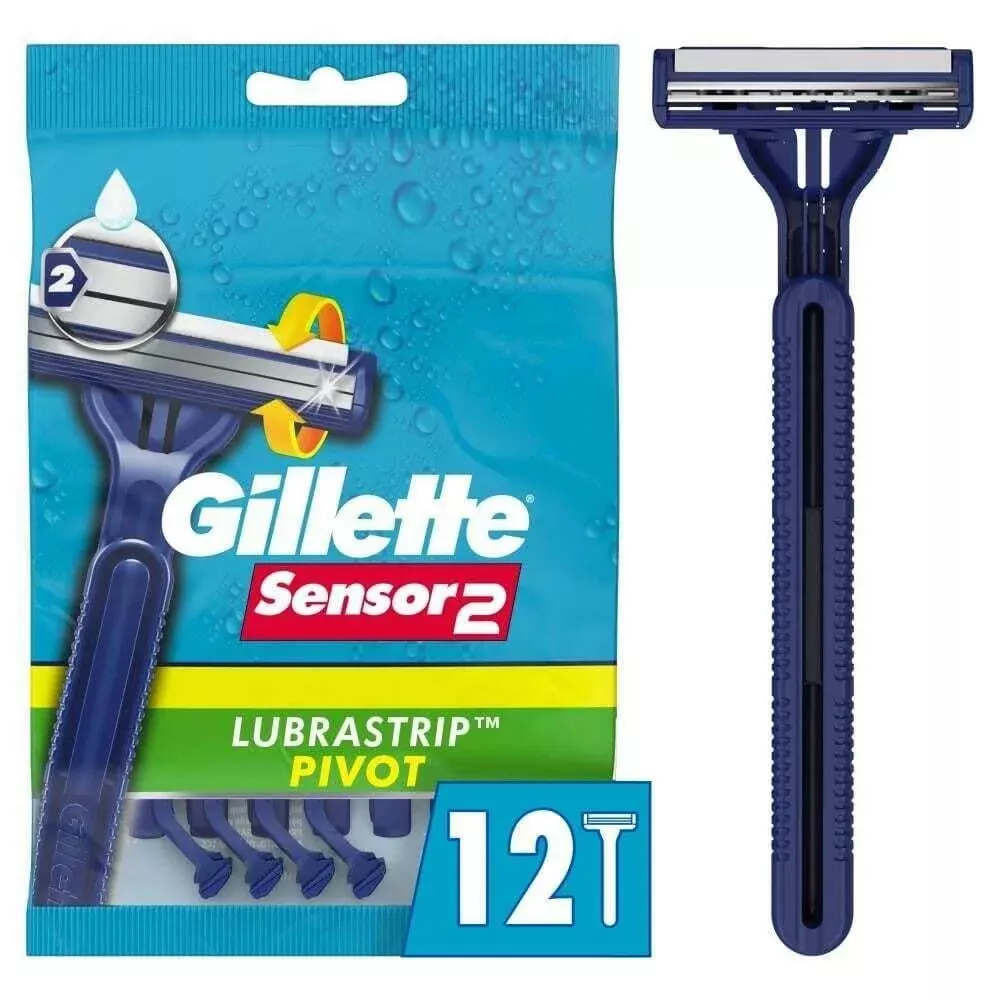 Gillette Sensor2 Plus Disposable Razors, Pivot Head, 12 Count