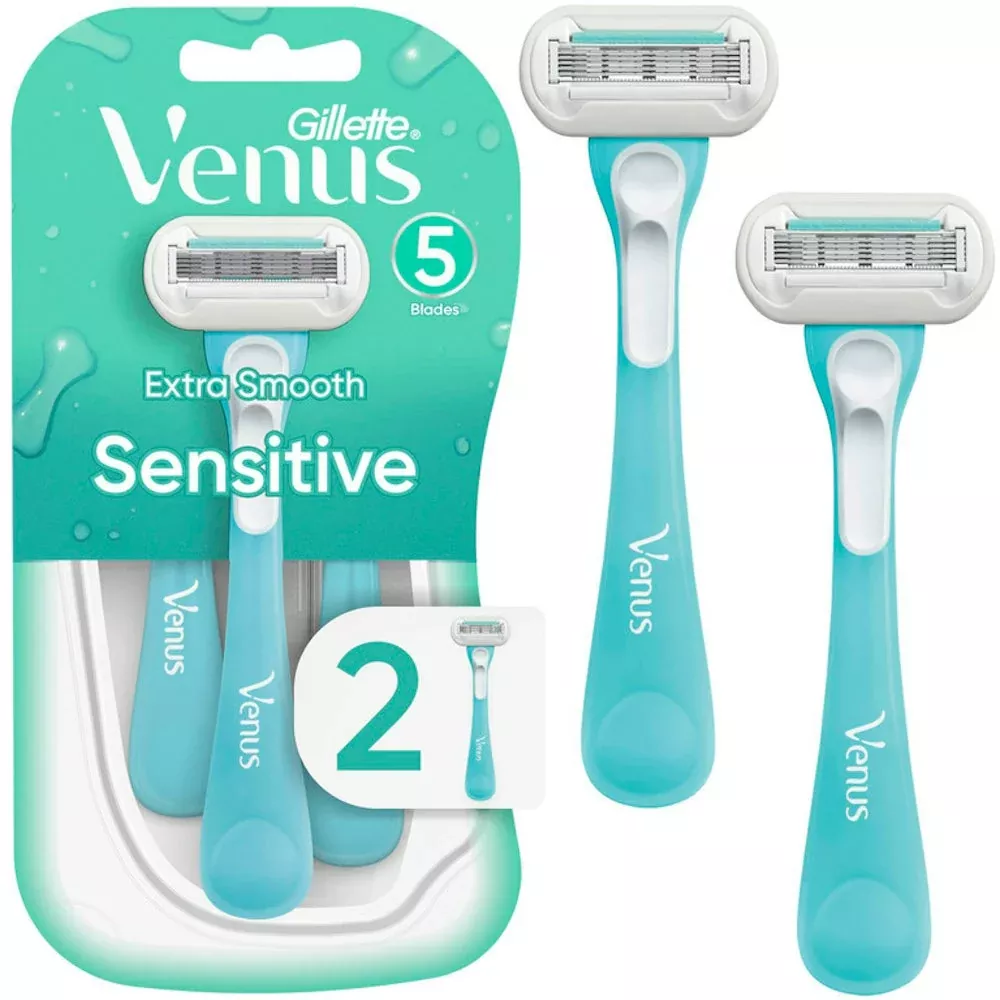 Gillette Venus Extra Smooth Sensitive Disposable Razor, 2-Pack