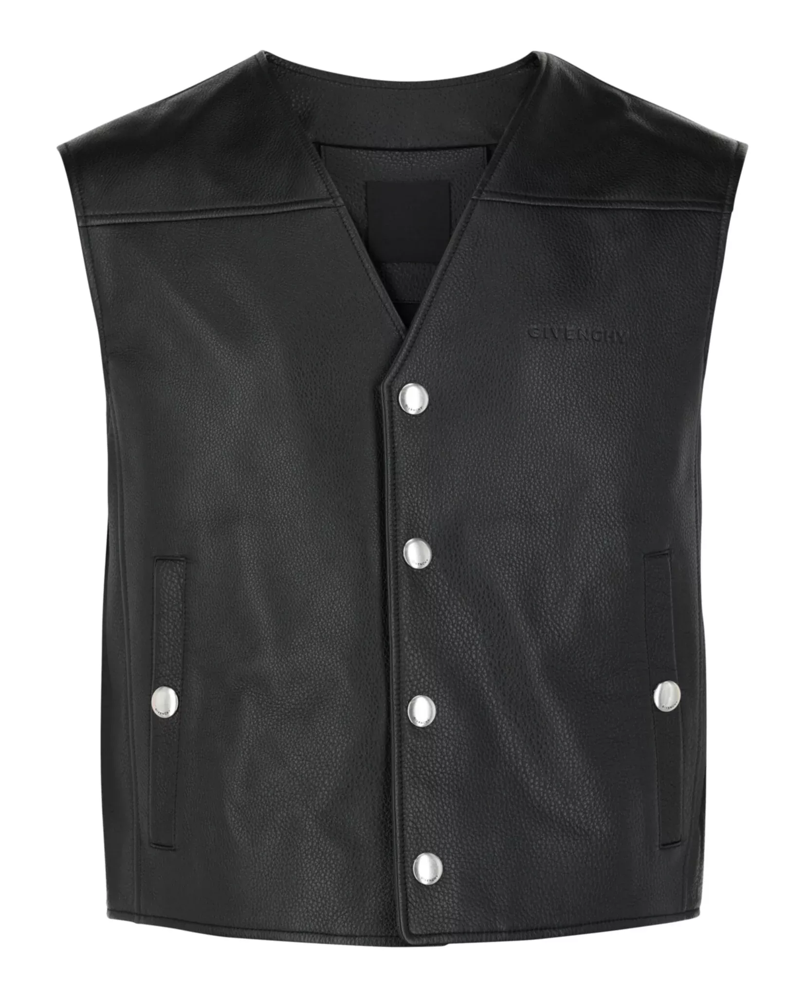 Givenchy Mens Logo Leather Snap Vest