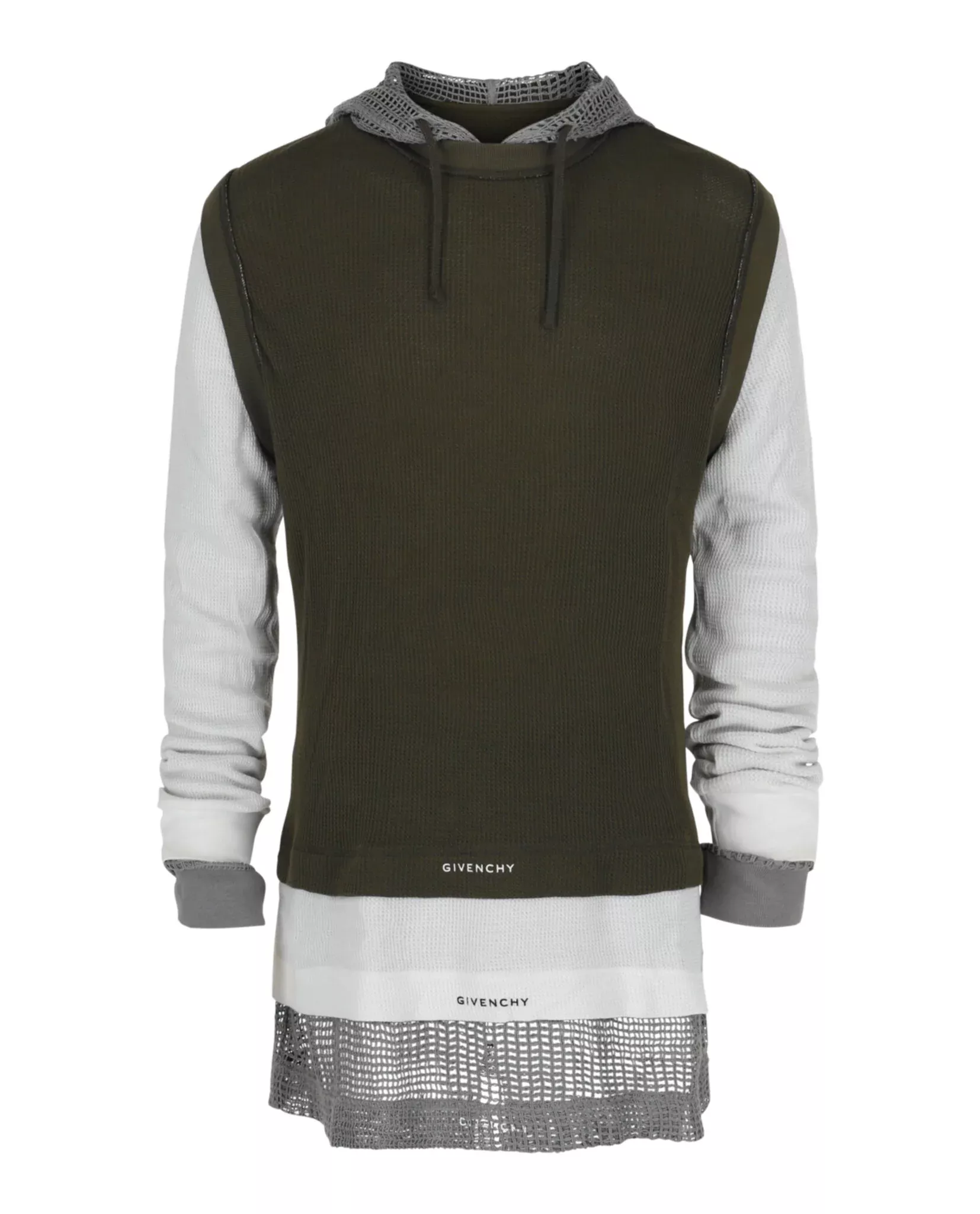 Givenchy Mens Overlapped Hooded T-Shirt