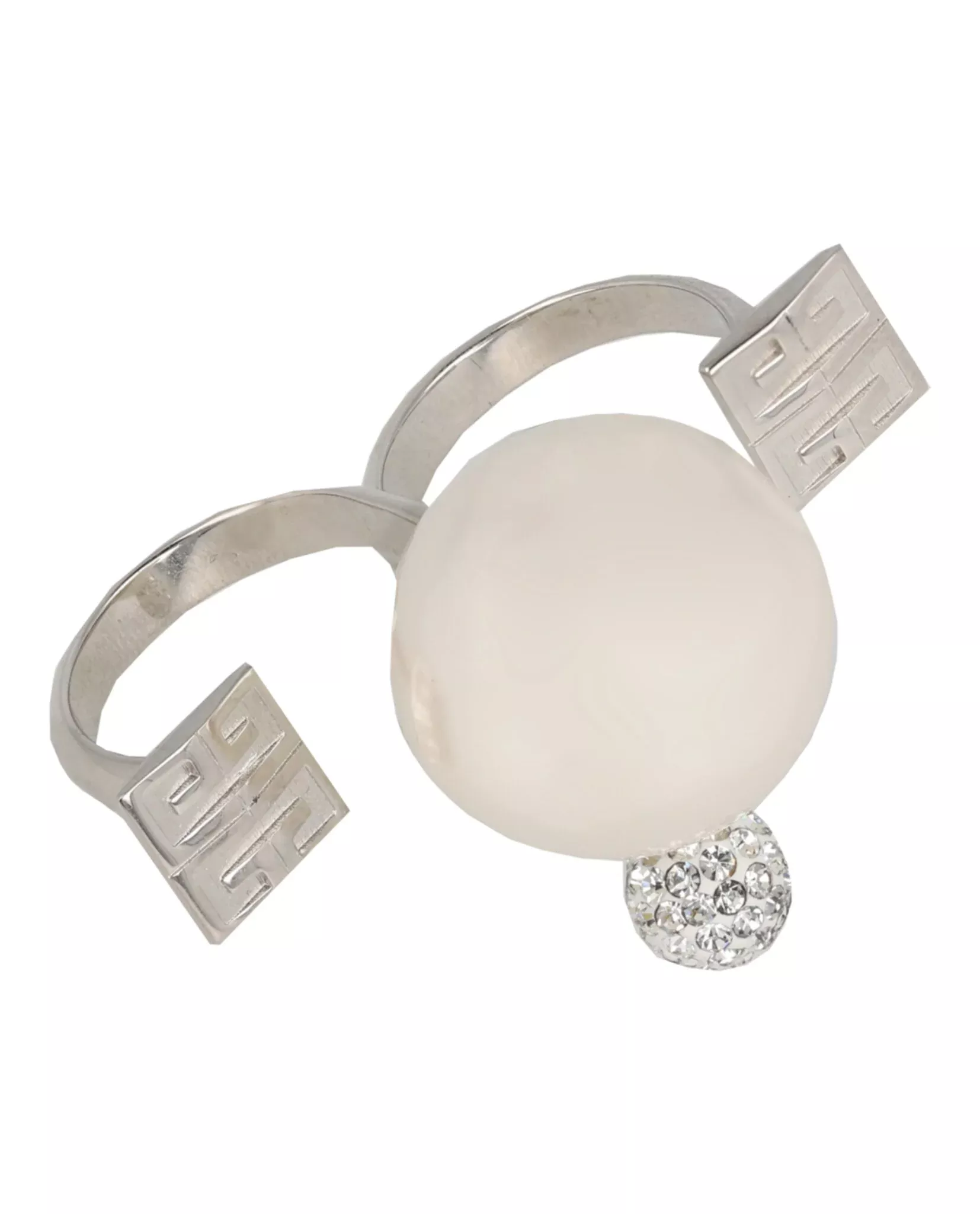 Givenchy Womens 4G Double Finger Ring With Pearl