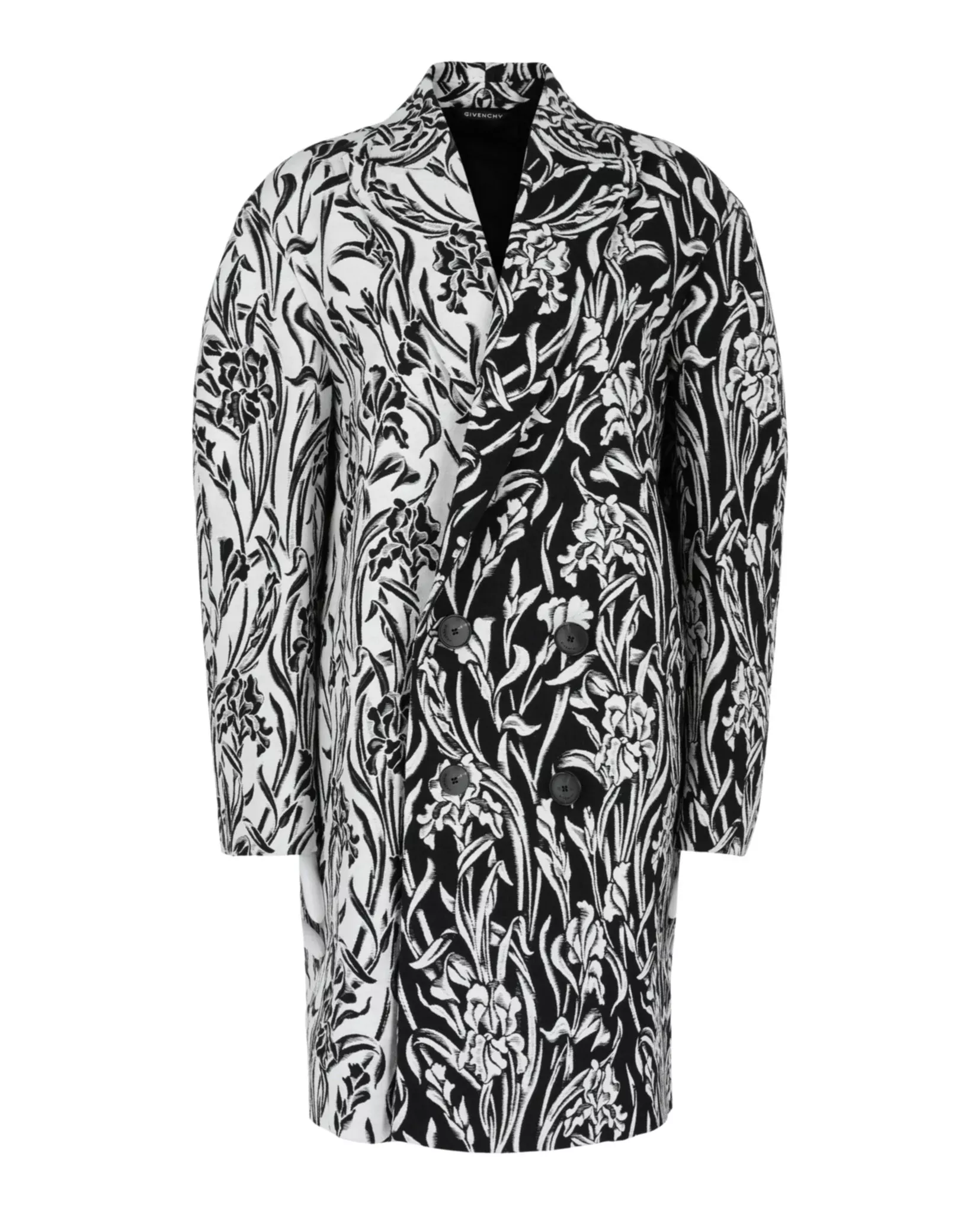 Givenchy Womens Double-Breasted Floral Jacquard Coat
