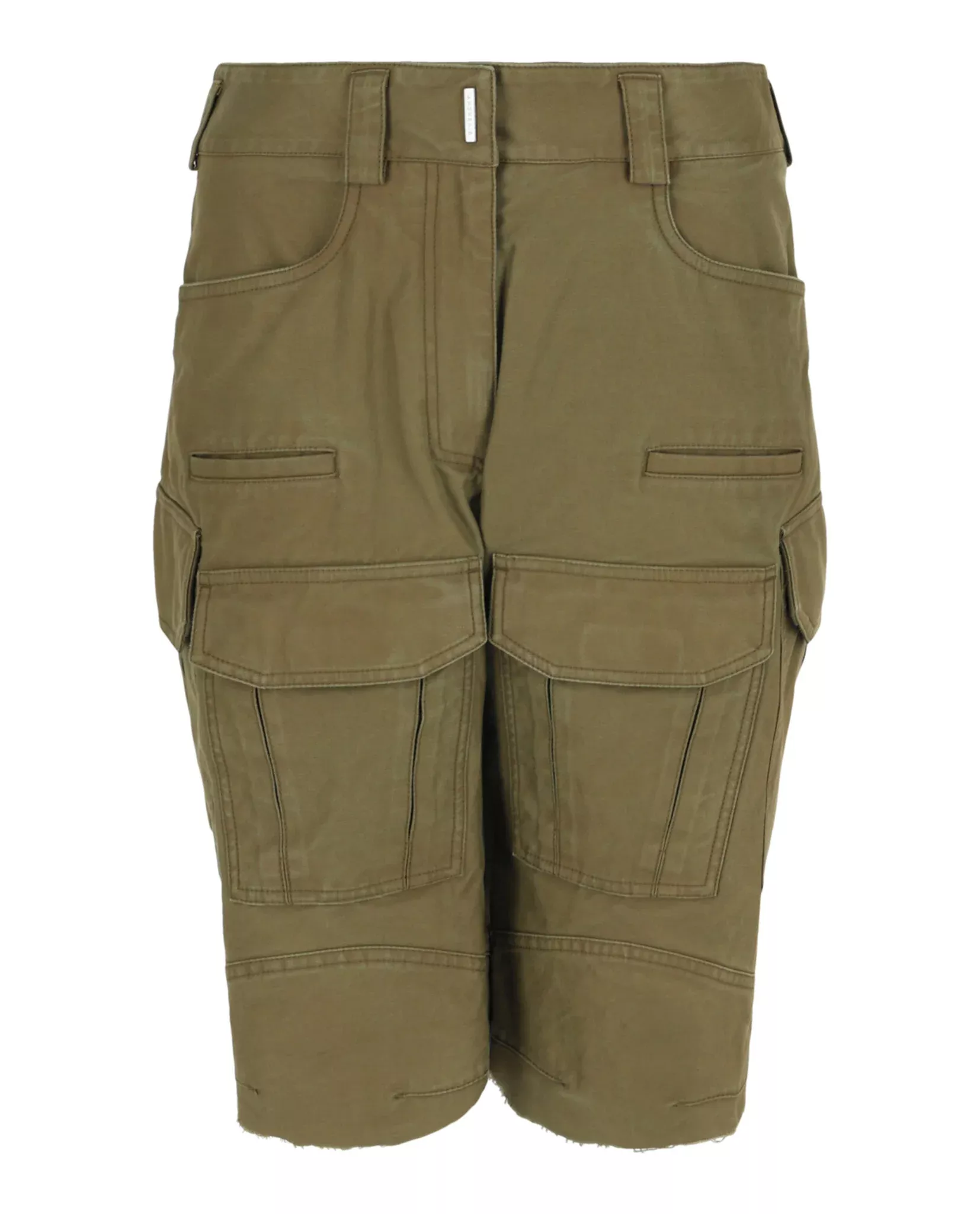 Givenchy Womens Frayed Multi-Pocket Cargo Shorts