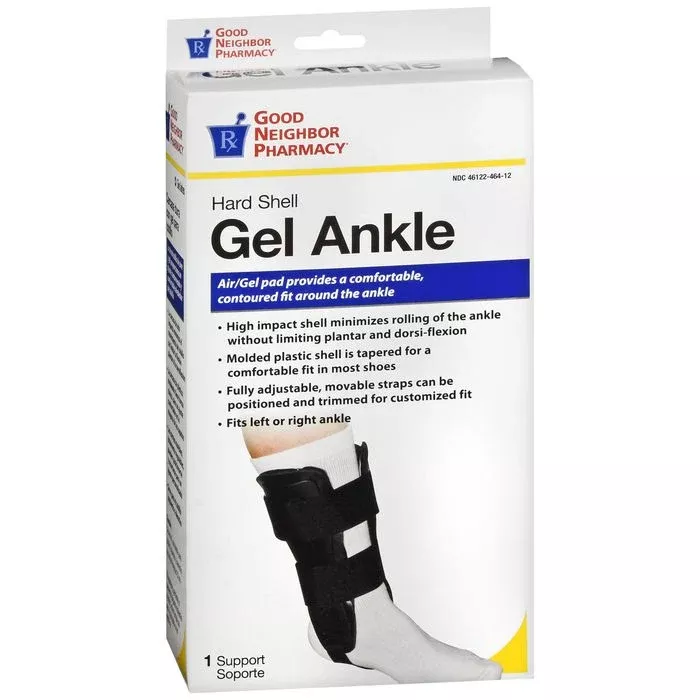 Good Neighbor Pharmacy Hard Shell Gel Ankle Support Black Adjustable 1ct