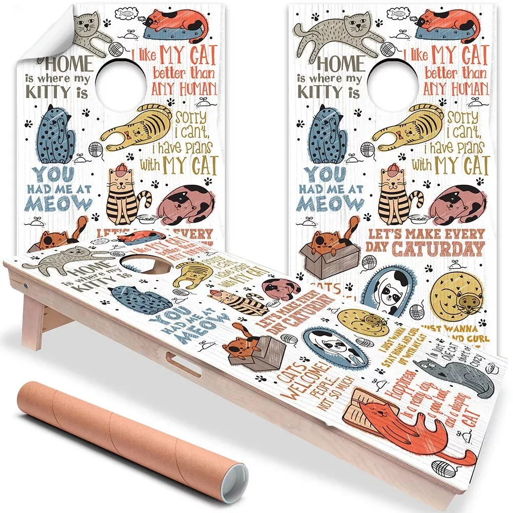Goofy Cats - Cornhole Board Wrap - Set of 2