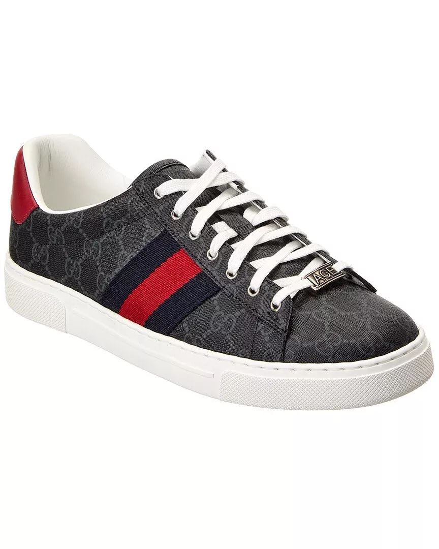 Gucci Ace Web Gg Supreme Canvas & Leather Sneaker