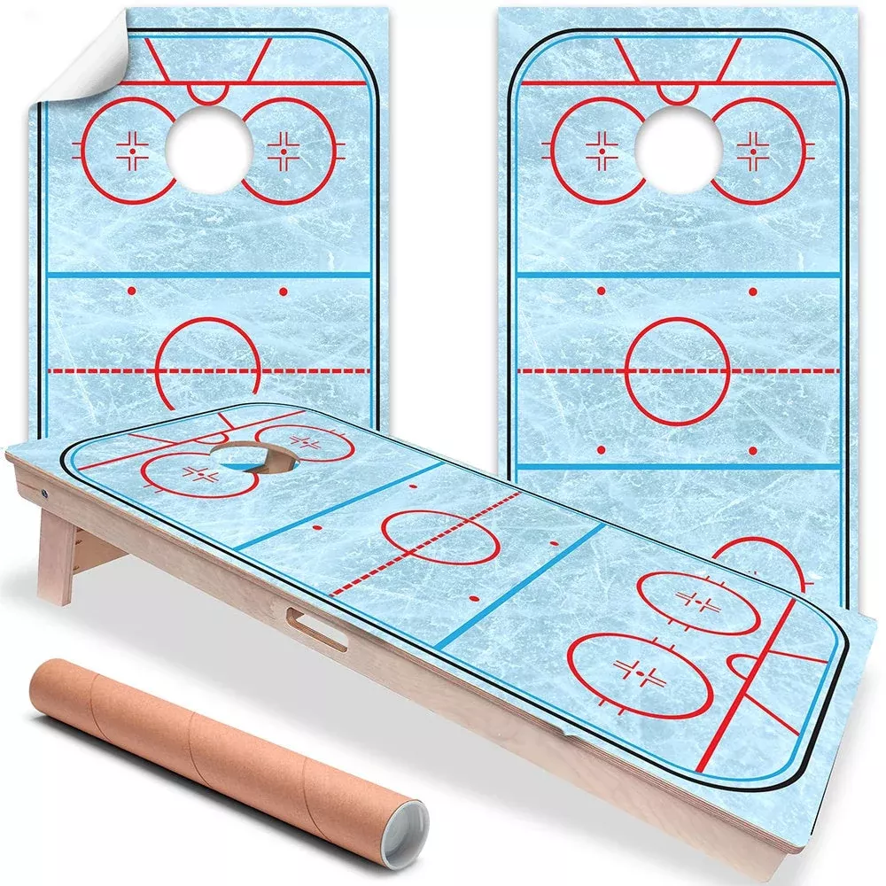 Hockey Rink - Cornhole Board Wrap - Set of 2