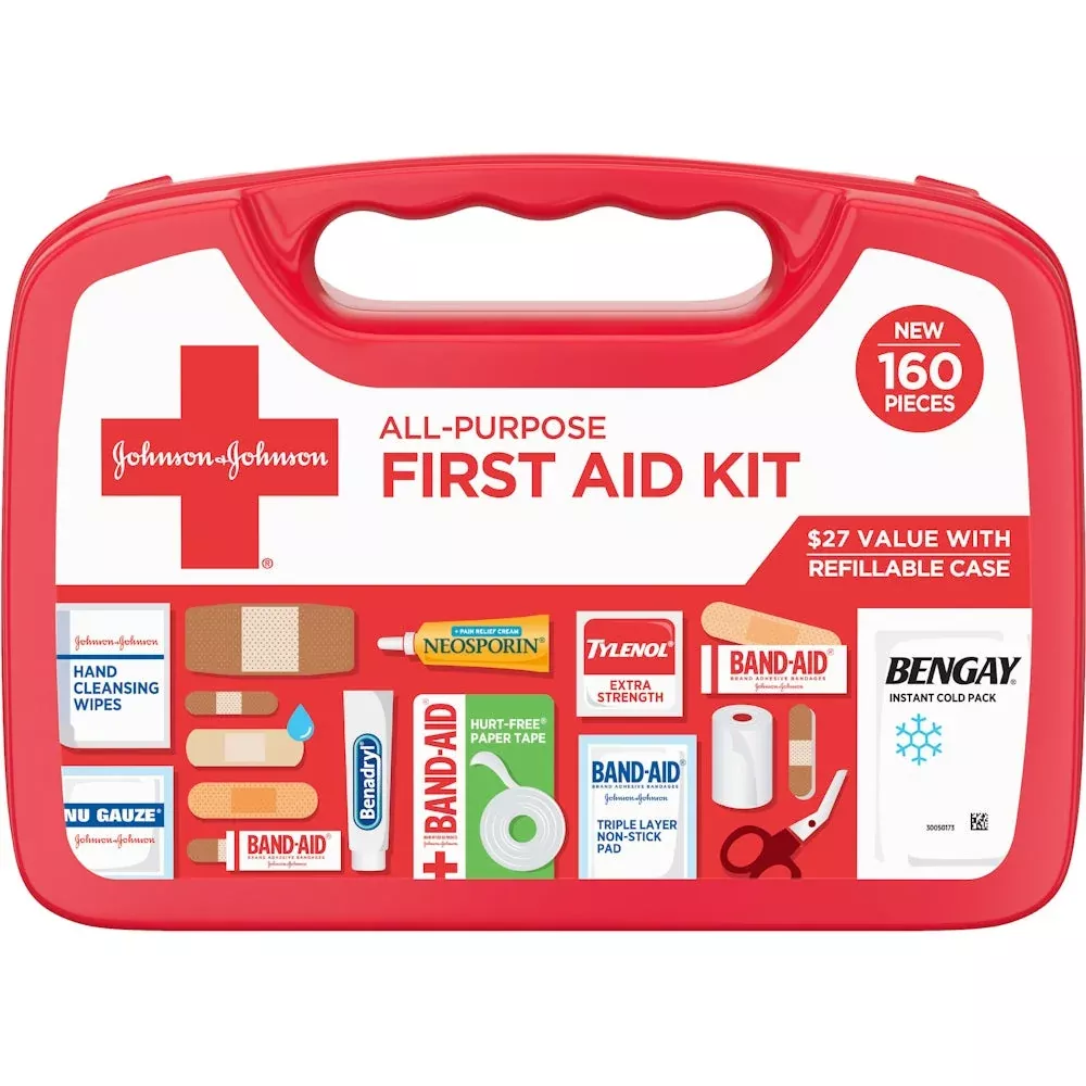 Johnson & Johnson All-Purpose First Aid Kit, 160 Pieces