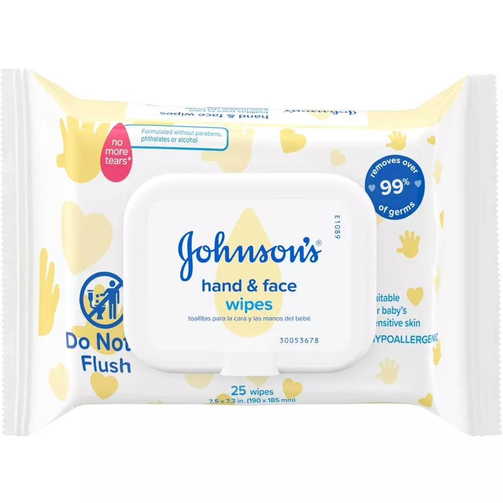 Johnson's Hand and Face Wipe, 25-Pack