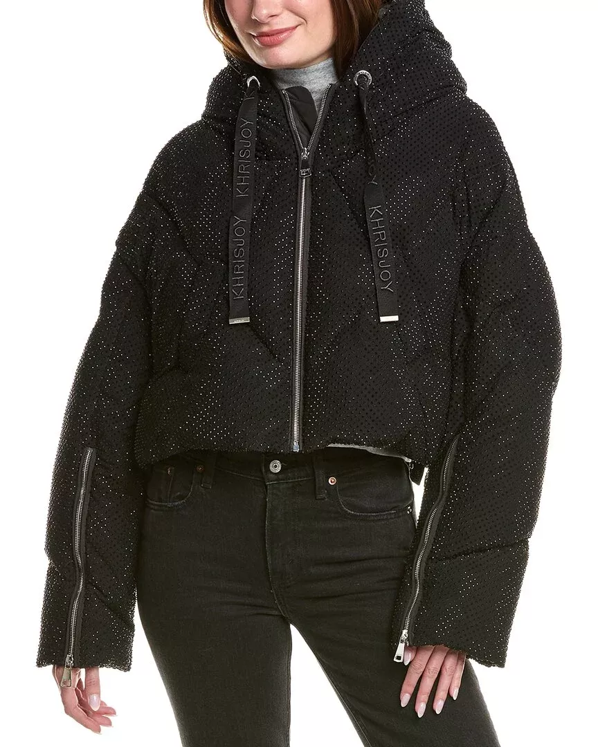 Khrisjoy Khris Rhinestone Crop Puffer Down Jacket