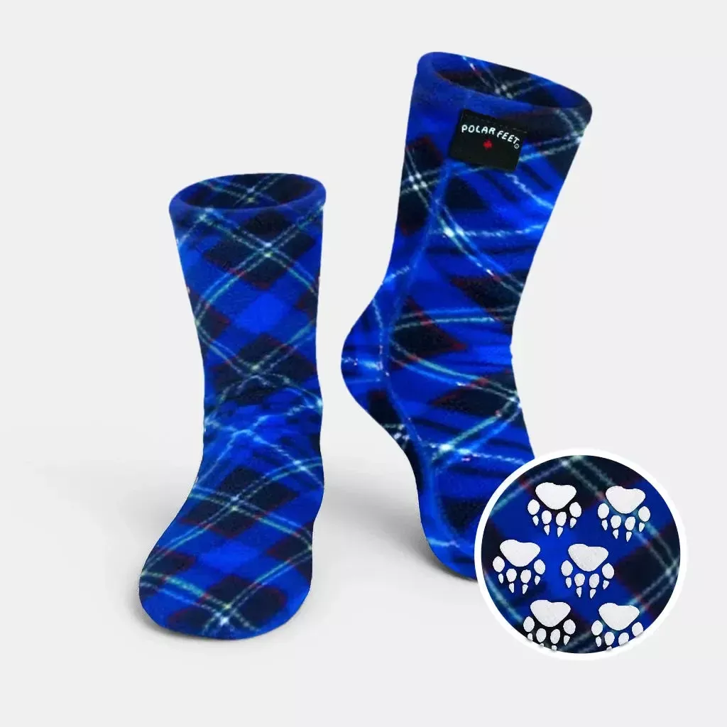 Kids' Nonskid Fleece Socks - Blue Argyle