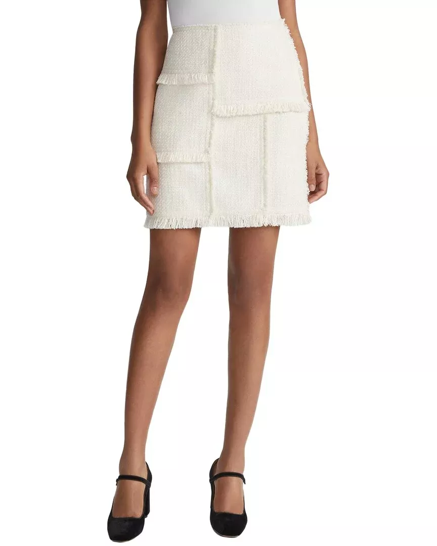 Lafayette 148 New York Fringed Patchwork Mini Skirt