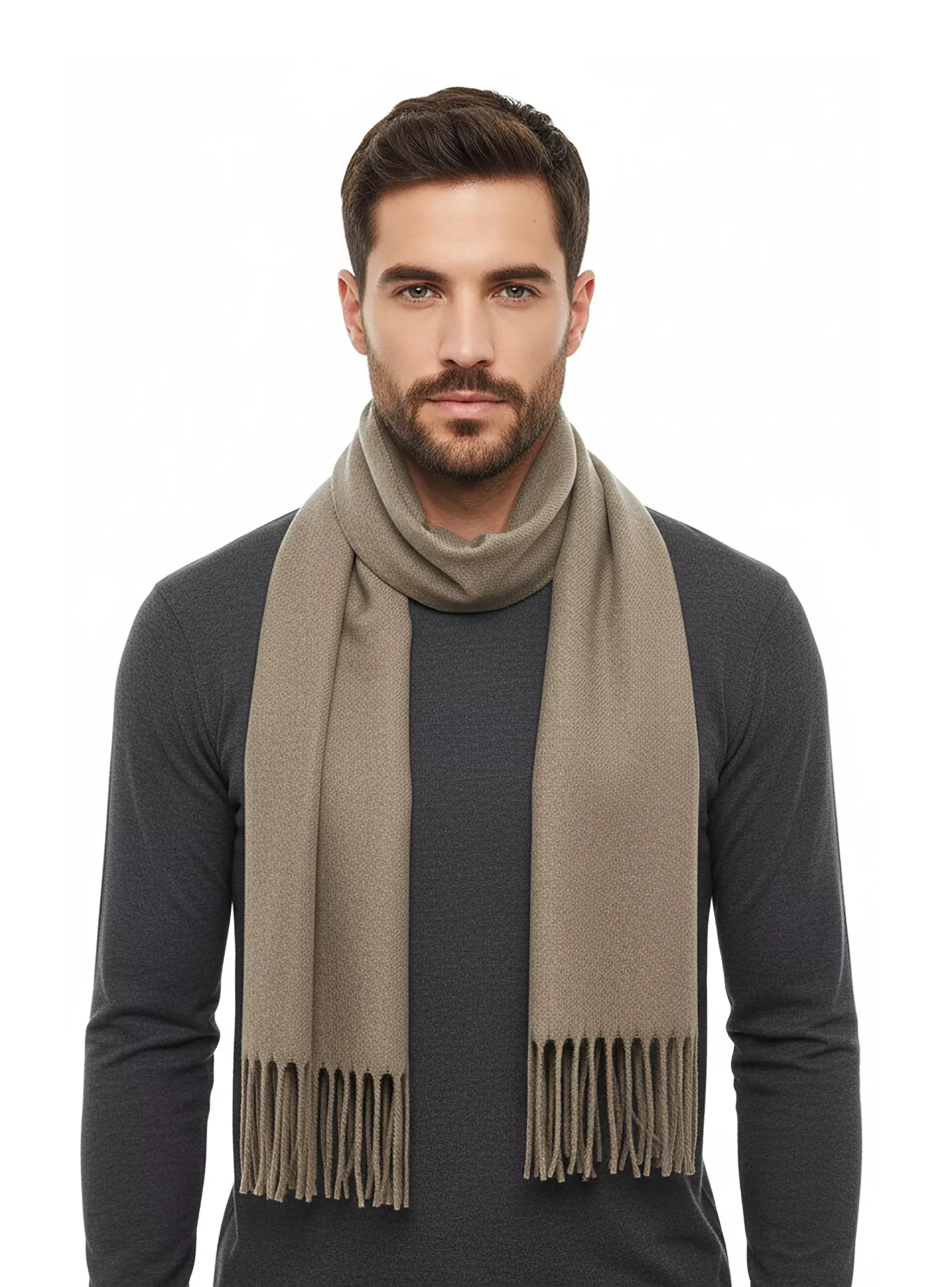 Lanvin Tan Luxurious Modern 100% Wool Scarf