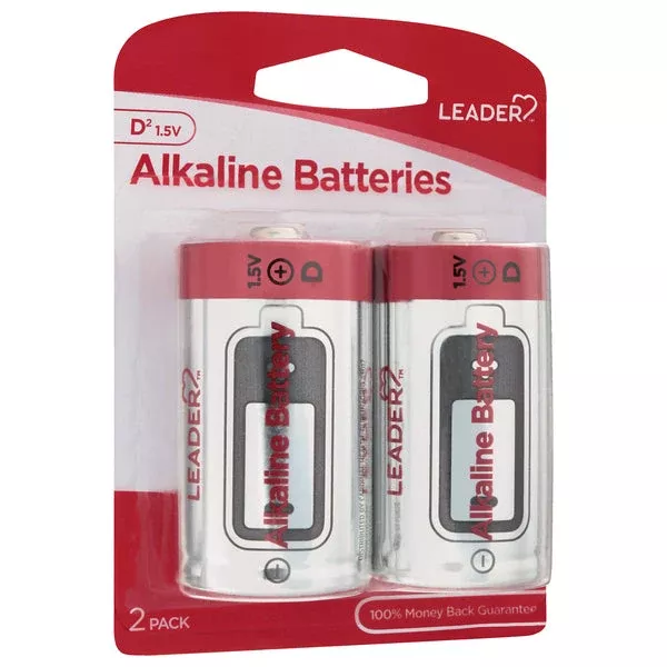 Leader Alkaline D Batteries, Long-Lasting Power (2 Count)