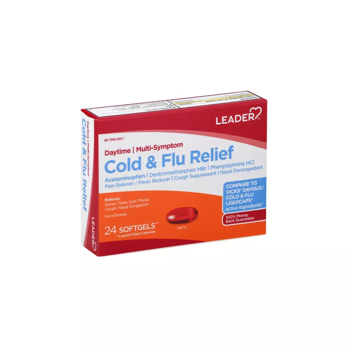 Leader Daytime Multi-Symptom Cold & Flu Relief – Non-Drowsy – 24 Caplets