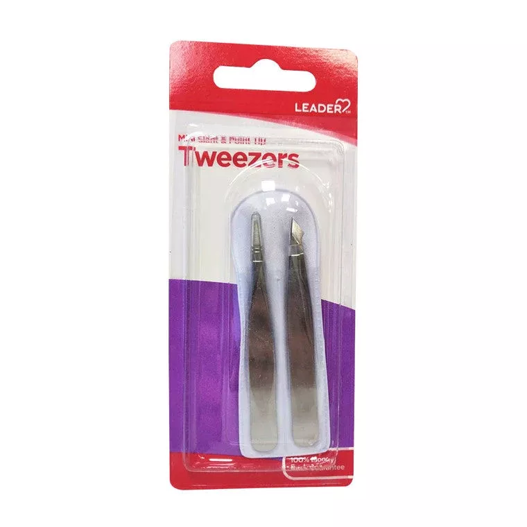 Leader Tweezers Mini Slant And Point With Case