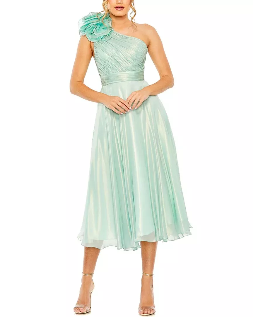 Mac Duggal One-Shoulder Tea-Length Dress