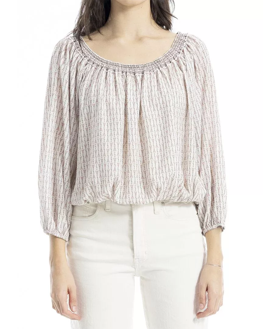 Max Studio Smock Neck Bubble Hem Blouse