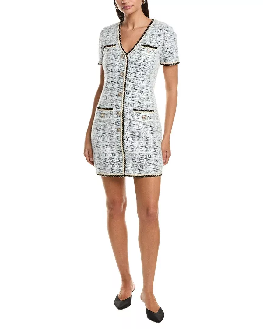 Milly Braided Wool-Blend Mini Dress