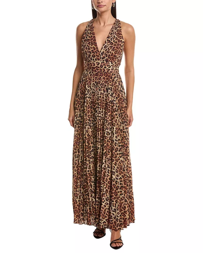 Milly Oria Printed Leopard Pleated Dress