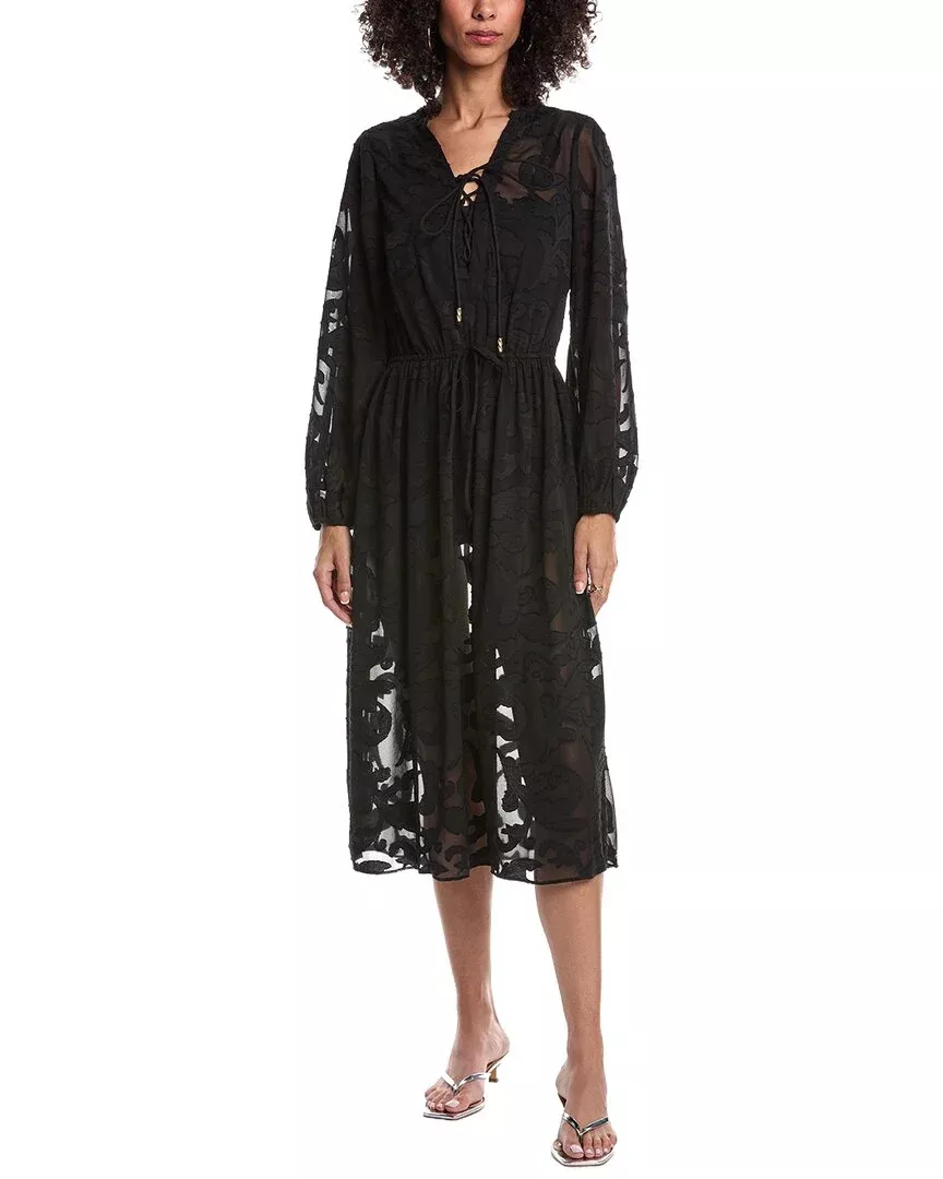 Milly Scroll Burnout Midi Dress