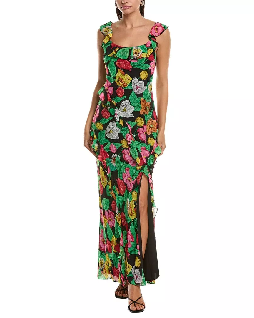 Milly Tulip Rosette Ruffle Maxi Dress
