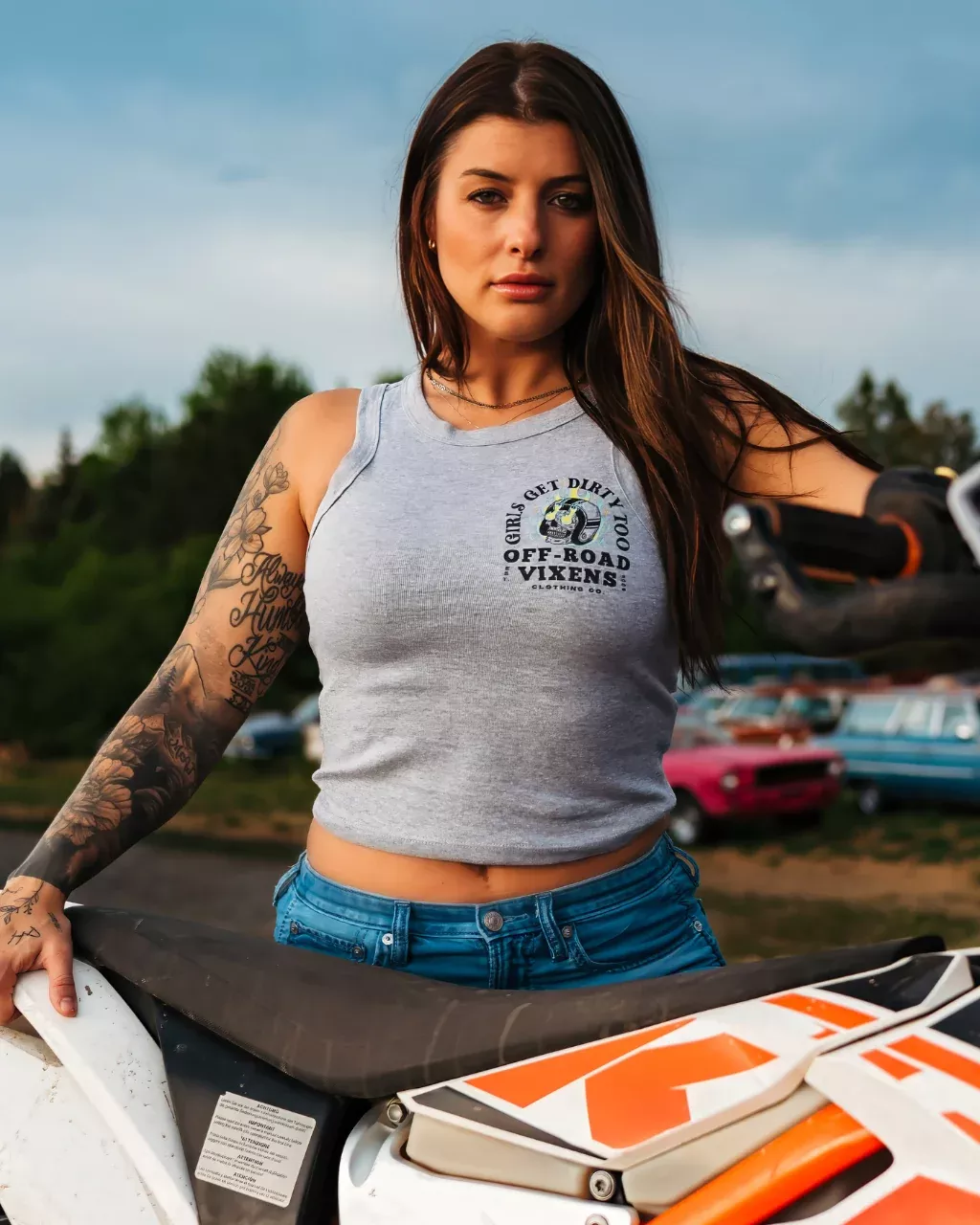 Moto Head Cropped Micro Rib Tank