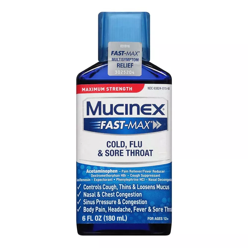 Mucinex Fast Max Maximum Strength Cold & Sore Throat Liquid - 6oz