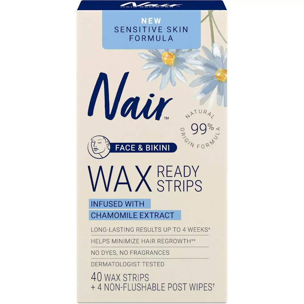Nair SensitiveFace Wax Ready Strips 40 Ct