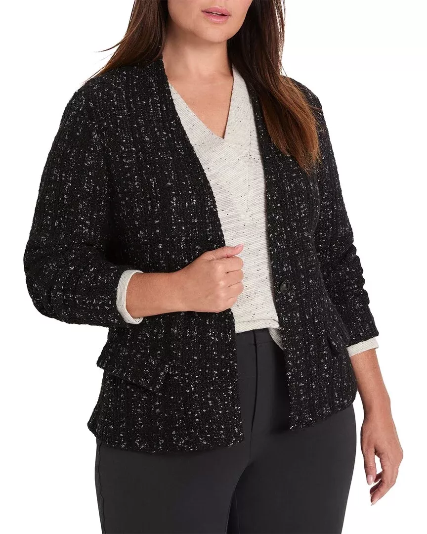 Nic+Zoe Plus Metallic Grid Knit Jacket