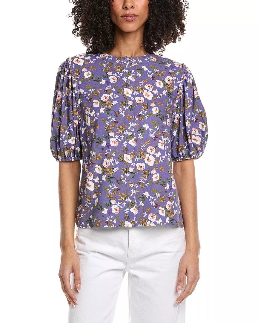 Nicole Miller Linen-Blend Blouse