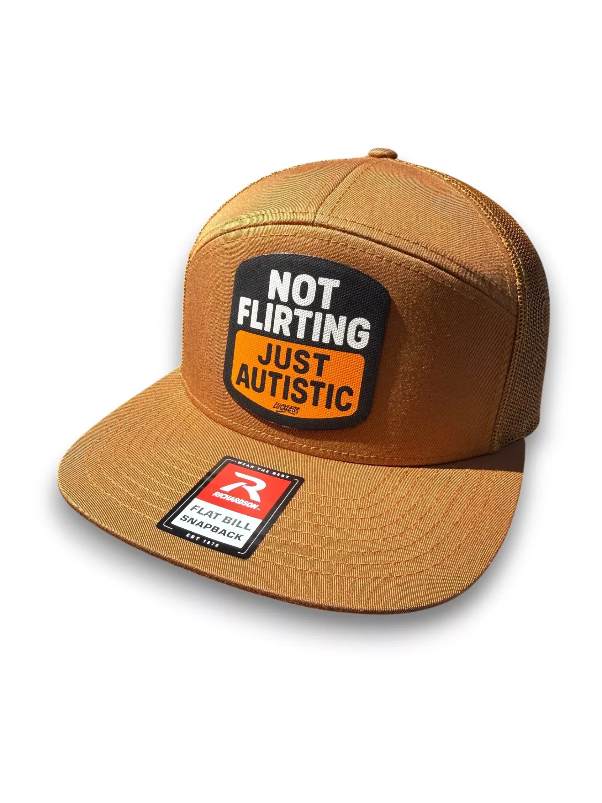 Not Flirting Just Autistic | 7 Panel Canvas Patch Snapback