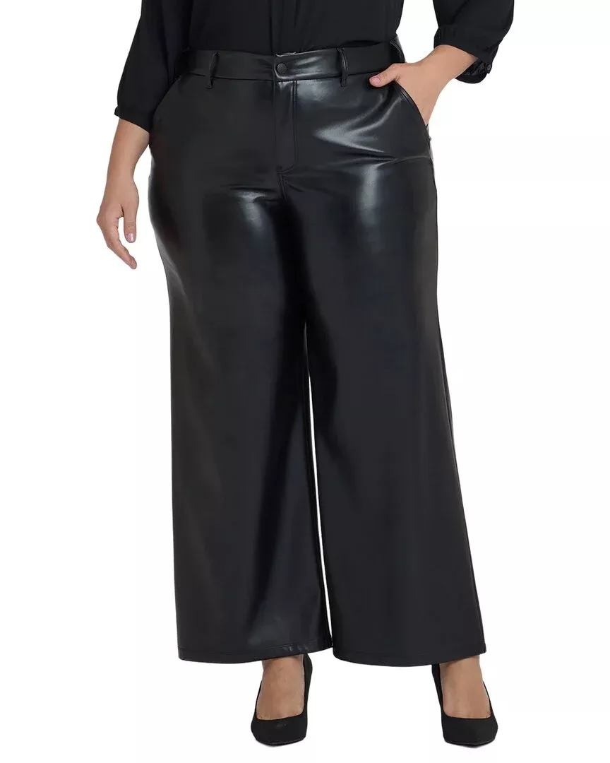 Nydj Plus Trouser Black Wide Leg Jean