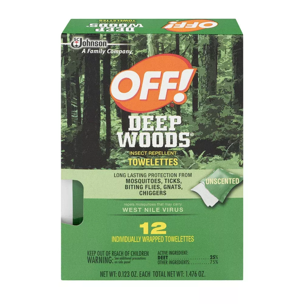 Off! Deep Woods Insect Repellent Towelettes, Long Lasting Protections