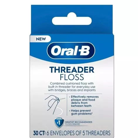 Oral-B Glide Threader Dental Floss For Bridges, Braces & Implants - 30ct