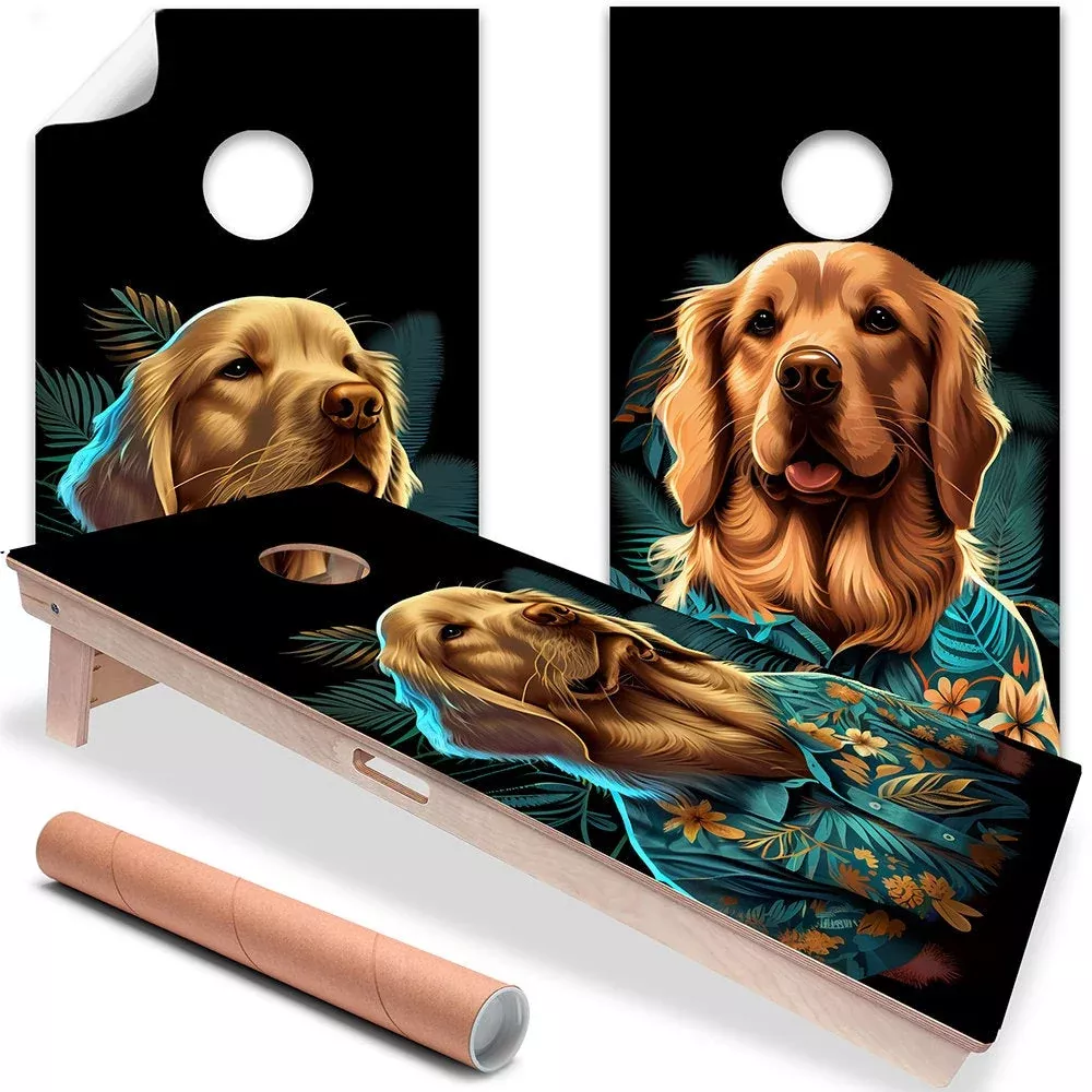 Party Animals Goldens - Cornhole Board Wrap - Set of 2