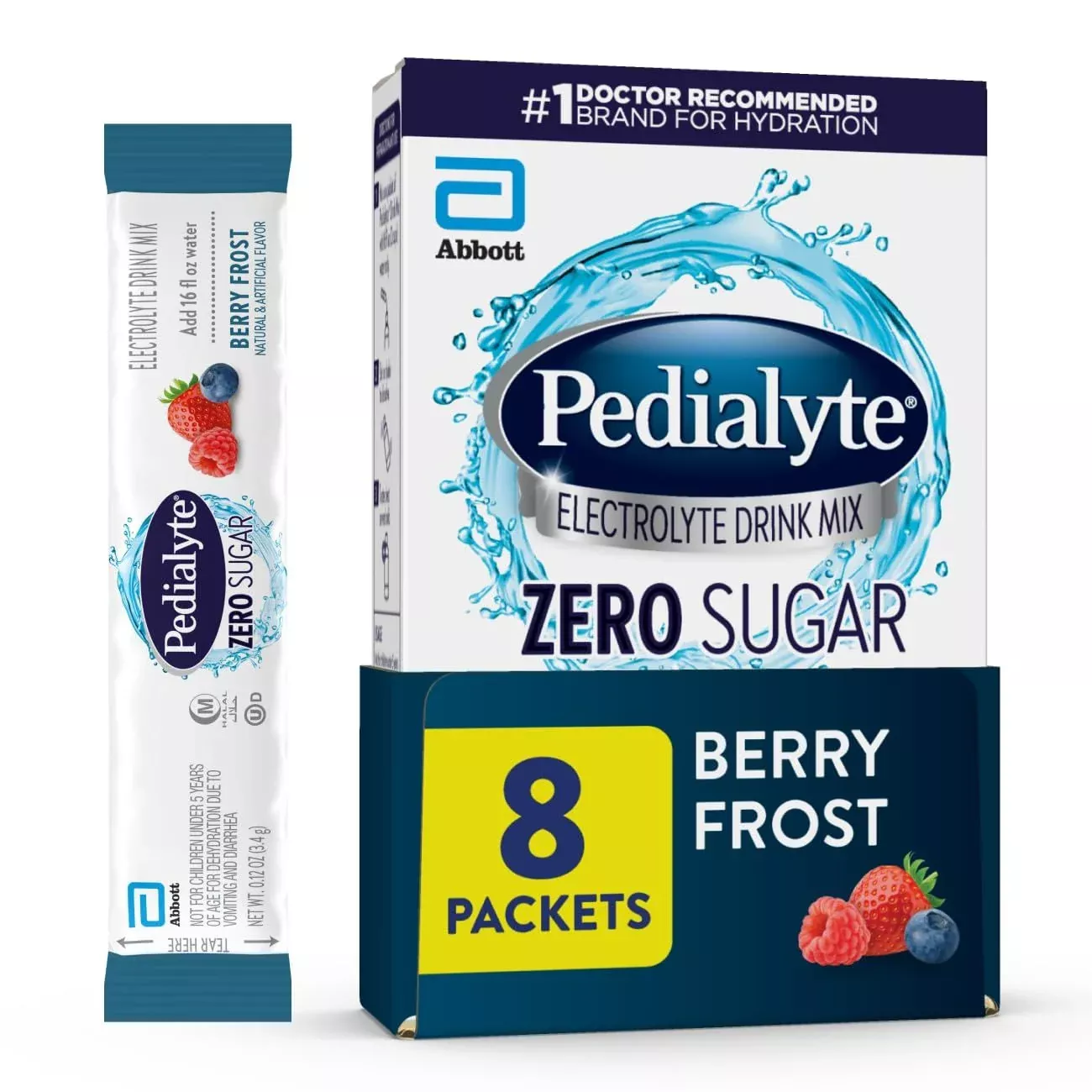 Pedialyte Zero Sugar Electrolyte Drink Mix - Berry Frost